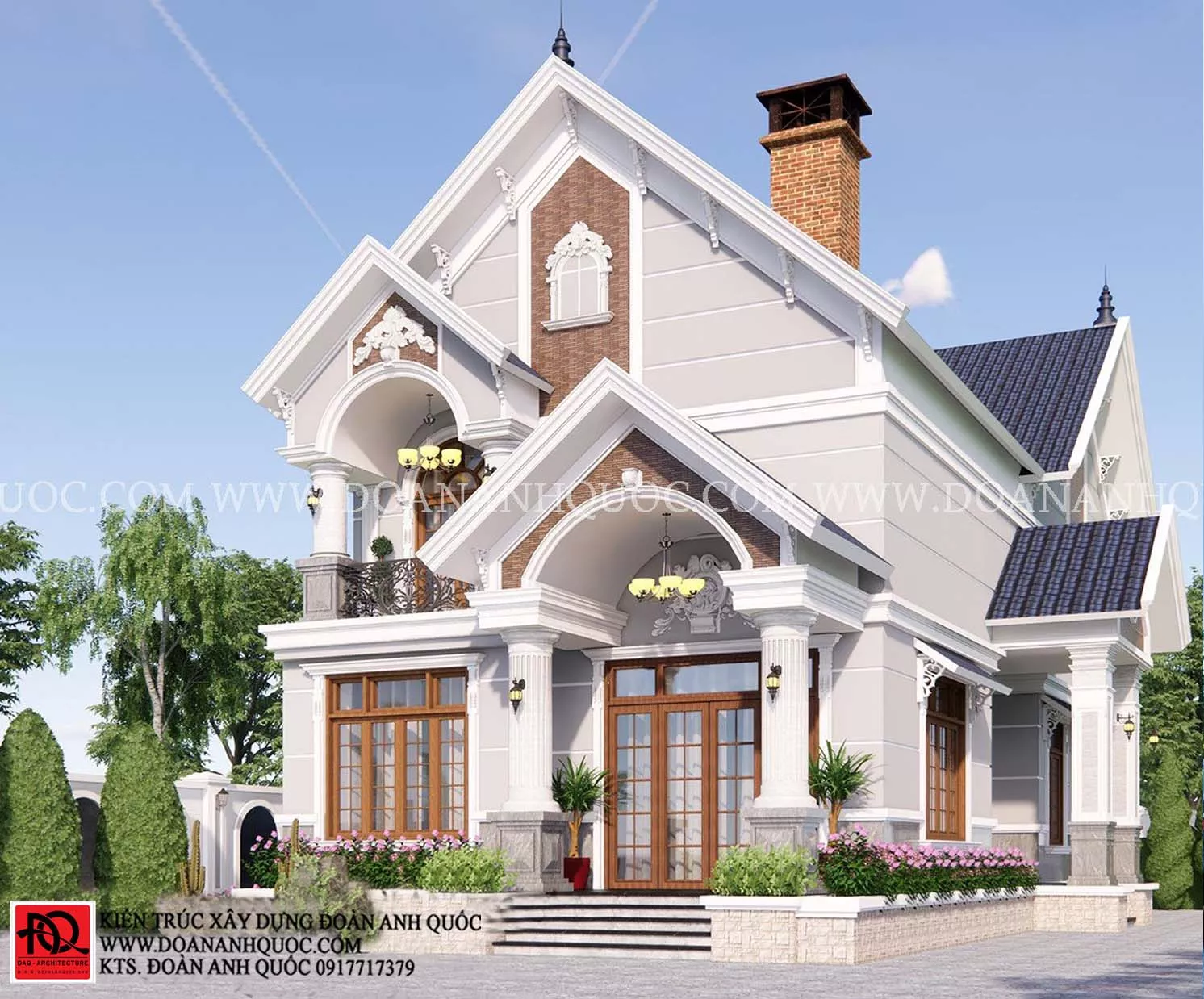 Thi công trọn gói nhà cấp 4 mái thái gác lửng 8x17m
